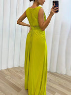 MERCEDES | VESTIDO LARGO DE NOCHE PLISADO