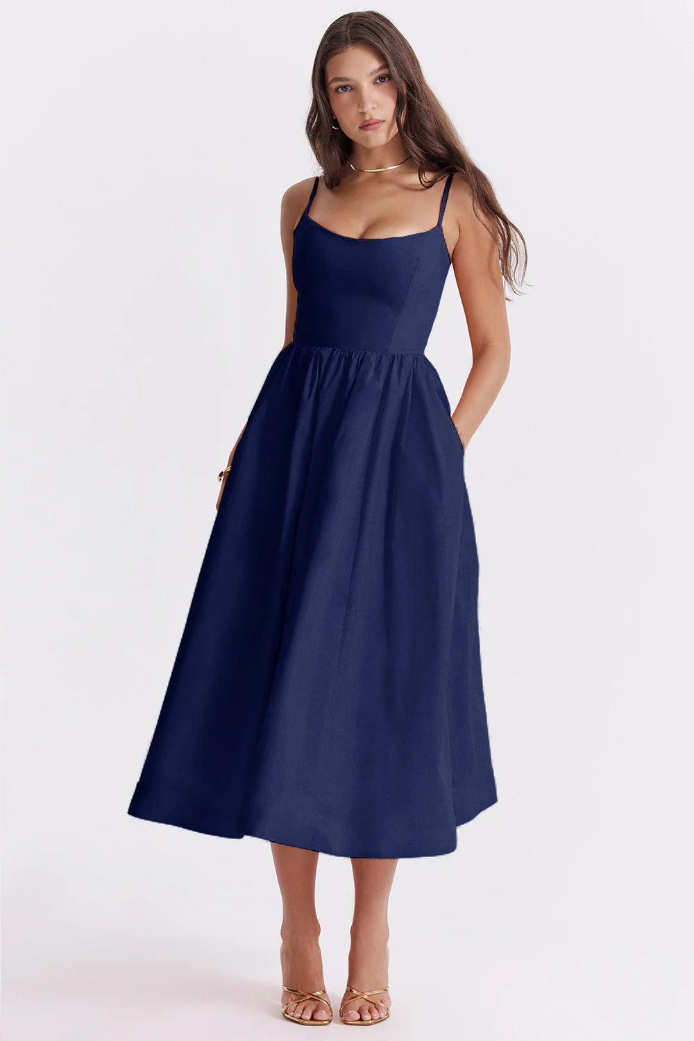 ESTELA | ELEGANTE VESTIDO MIDI DE VERANO CON CORSÉ