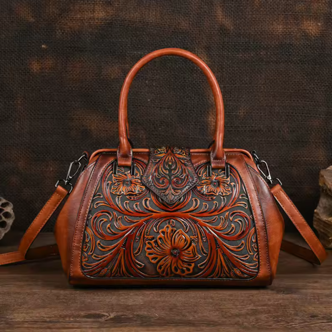 MARGARITA | BOLSO DE MANO DE PIEL CON GRABADO