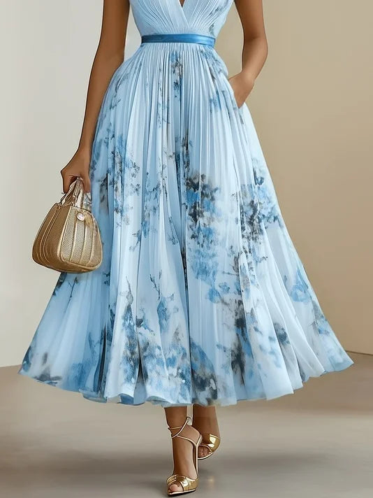 LORENA | ELEGANTE VESTIDO MIDI DE PLISADO ARTISTICO