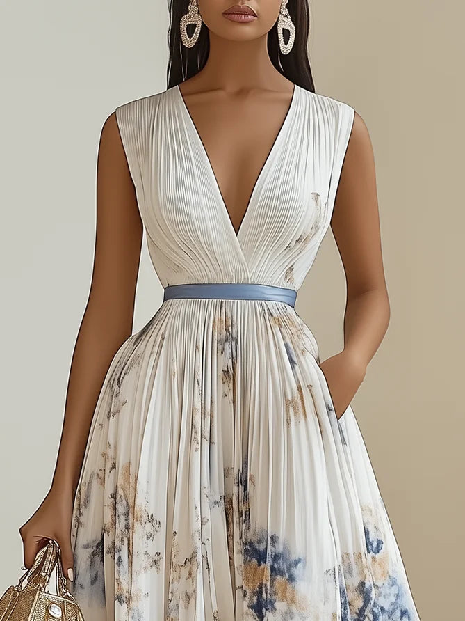LORENA | ELEGANTE VESTIDO MIDI DE PLISADO ARTISTICO