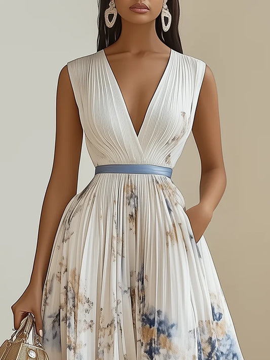 LORENA | ELEGANTE ABITO MIDI CON PLISSÉ ARTISTICO
