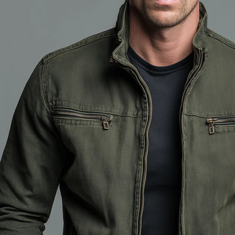 ADÁN | CHAQUETA VINTAGE DE ALGODÓN CON CIERRE DE CREMALLERA