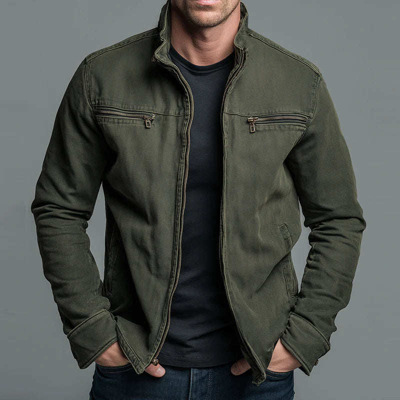 ADÁN | CHAQUETA VINTAGE DE ALGODÓN CON CIERRE DE CREMALLERA