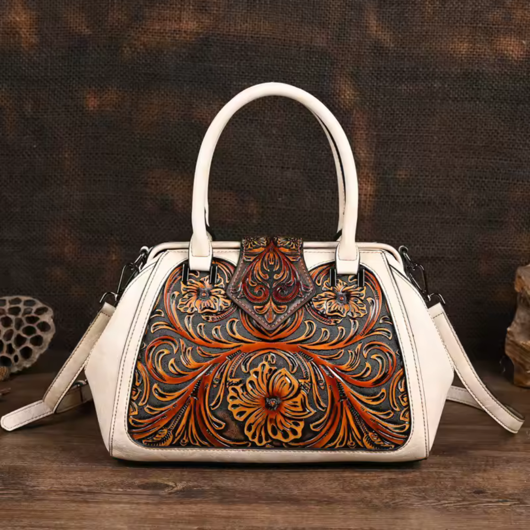 MARGARITA | BOLSO DE MANO DE PIEL CON GRABADO