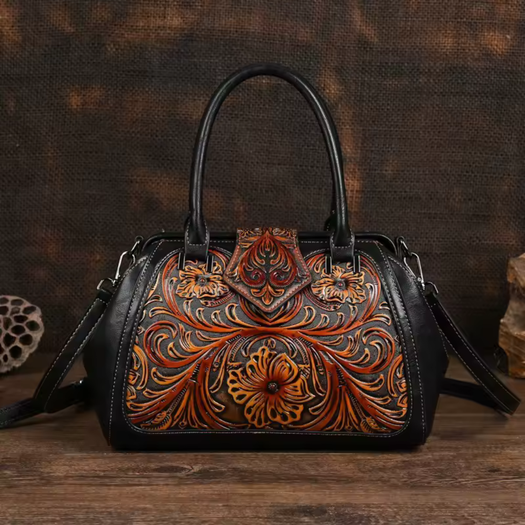 MARGARITA | BOLSO DE MANO DE PIEL CON GRABADO