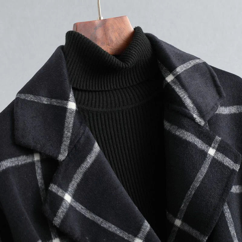 ANA | ELEGANTE ABRIGO DE LANA A CUADROS