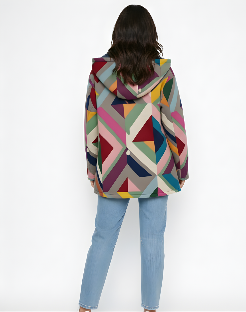 AROA | CHAQUETA LUJOSA CON CAPUCHA Y CREMALLERA INSPIRADA EN EL ARTE
