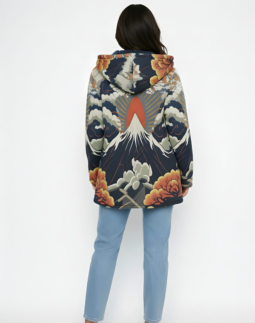 CATALINA | CHAQUETA LUJOSA CON CAPUCHA Y CREMALLERA INSPIRADA EN EL ARTE