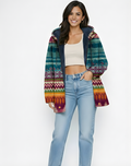CLAUDIA | CHAQUETA LUJOSA CON CAPUCHA Y CREMALLERA INSPIRADA EN EL ARTE