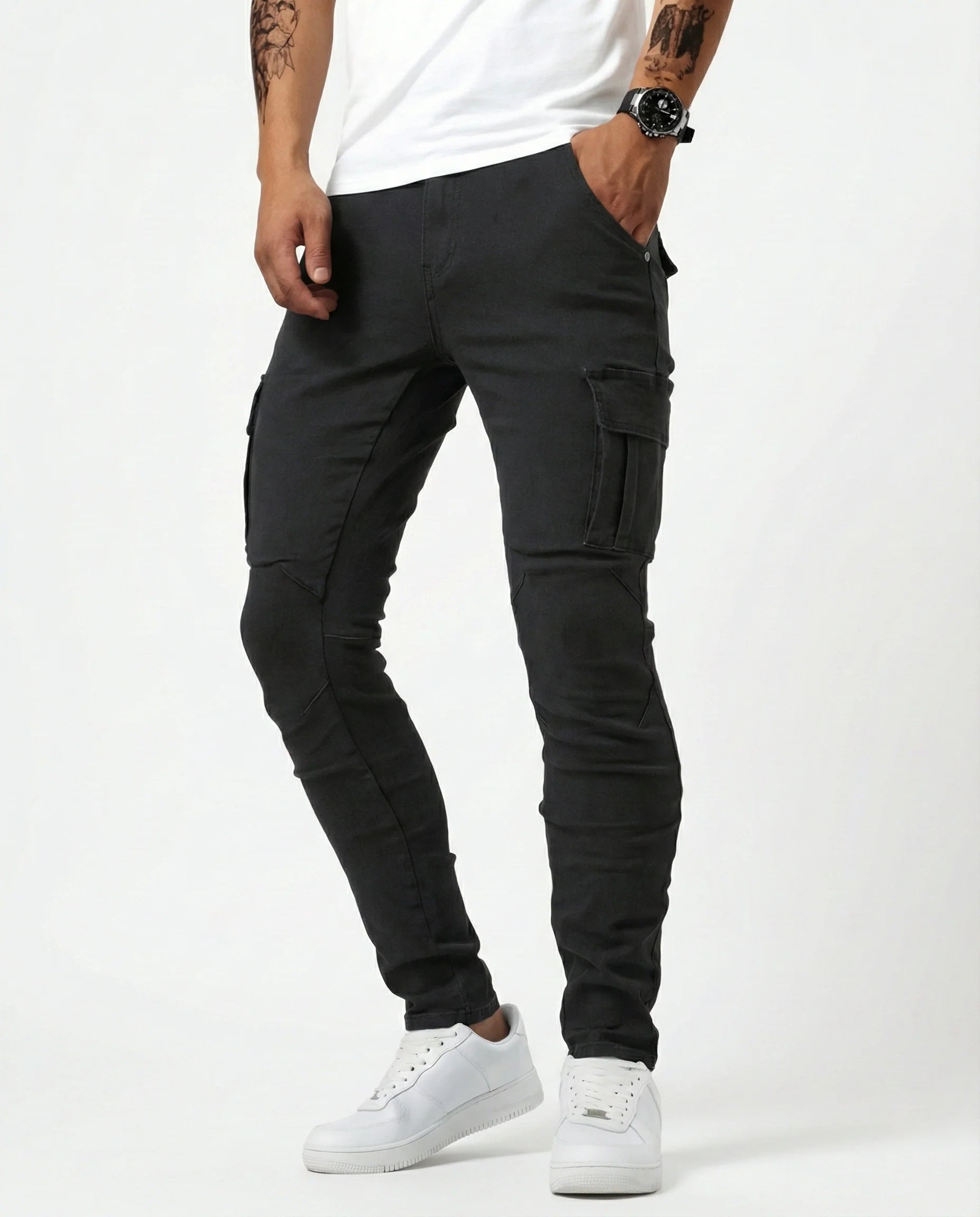 ADRIÁN | PANTALON CARGO MARINO ELASTICO