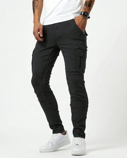 ADRIÁN | PANTALONI CARGO BLU NAVY ELASTICI