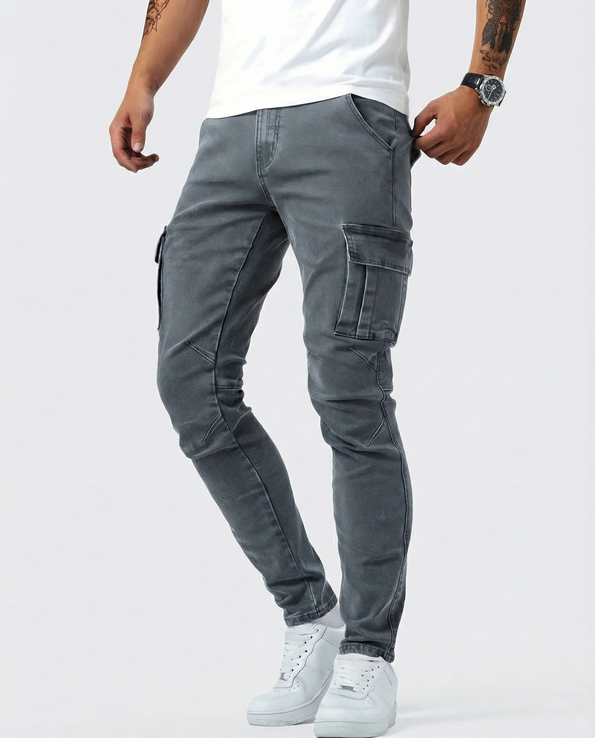 ADRIÁN | PANTALONI CARGO BLU NAVY ELASTICI