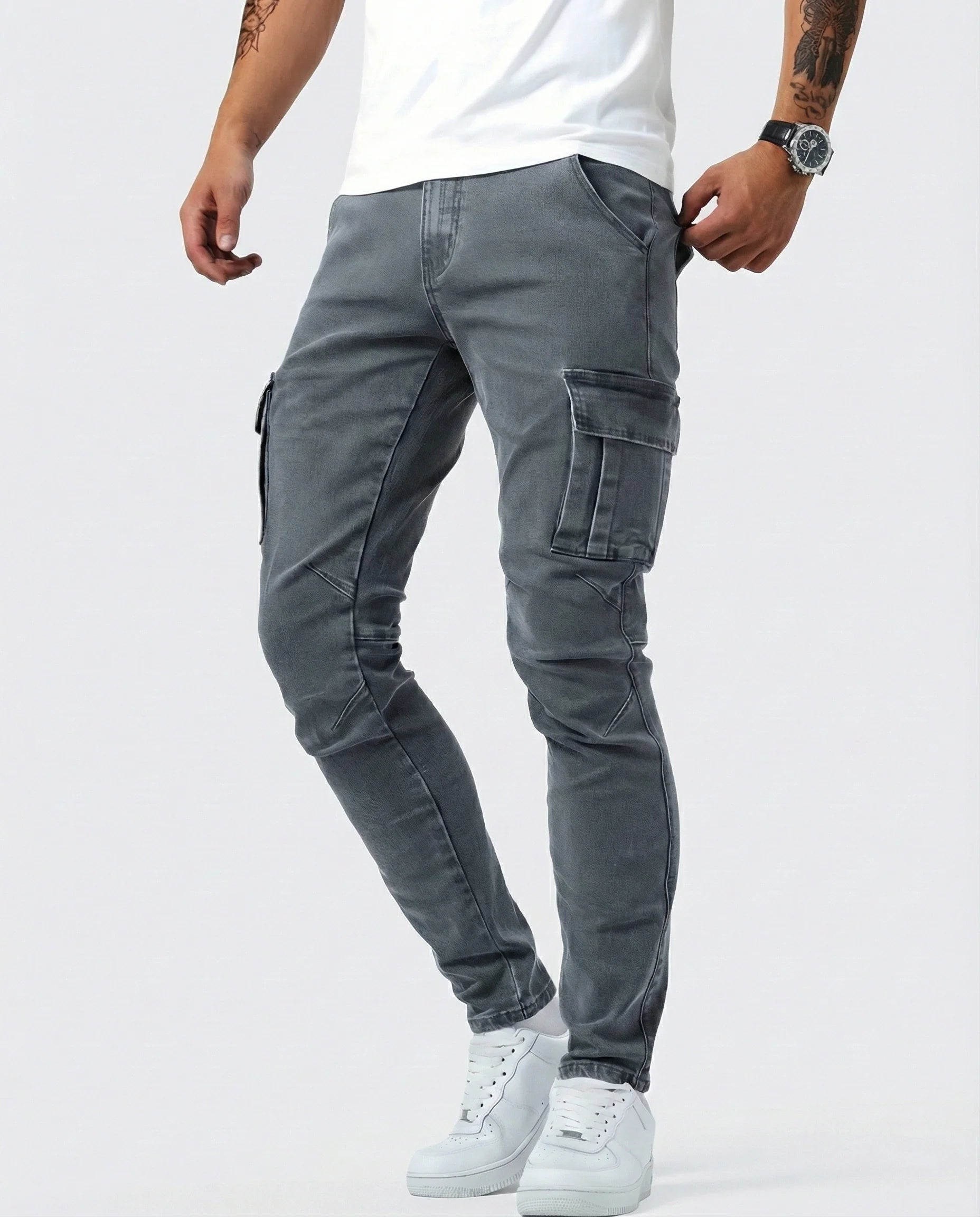 ADRIÁN | PANTALON CARGO MARINO ELASTICO