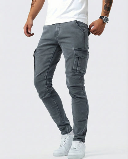 ADRIÁN | PANTALONI CARGO BLU NAVY ELASTICI