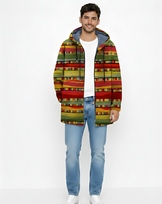 LUCAS | CHAQUETA LUJOSA CON CAPUCHA Y CREMALLERA INSPIRADA EN EL ARTE