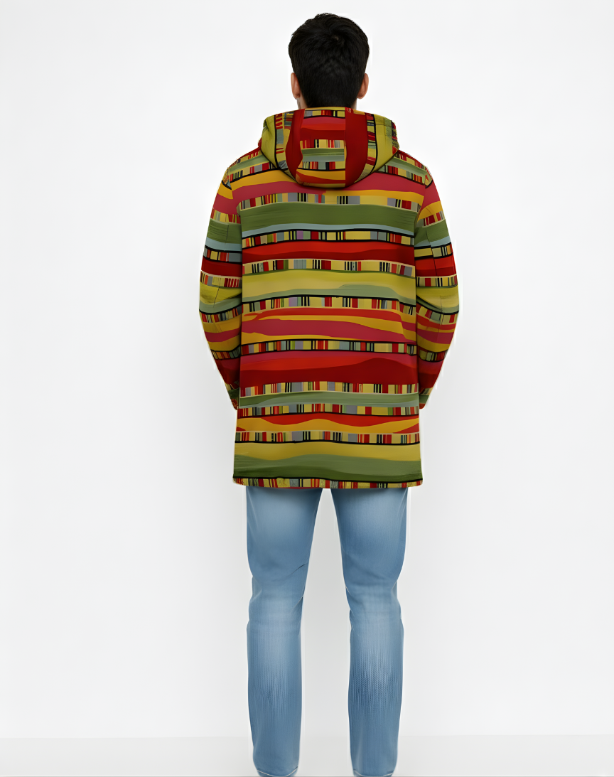 LUCAS | CHAQUETA LUJOSA CON CAPUCHA Y CREMALLERA INSPIRADA EN EL ARTE