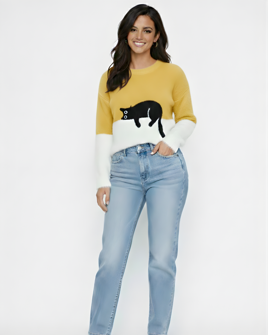 LUNA | SUÉTER CON ESTAMPADO DE GATO