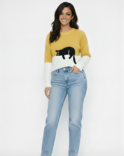 LUNA | SUÉTER CON ESTAMPADO DE GATO