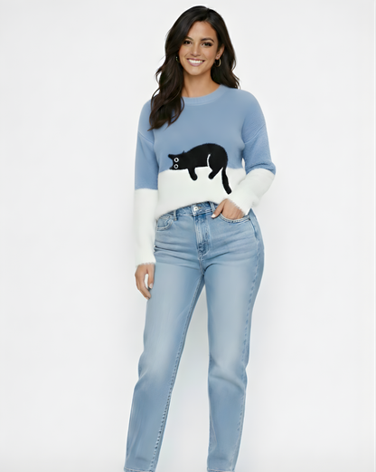 LUNA | SUÉTER CON ESTAMPADO DE GATO