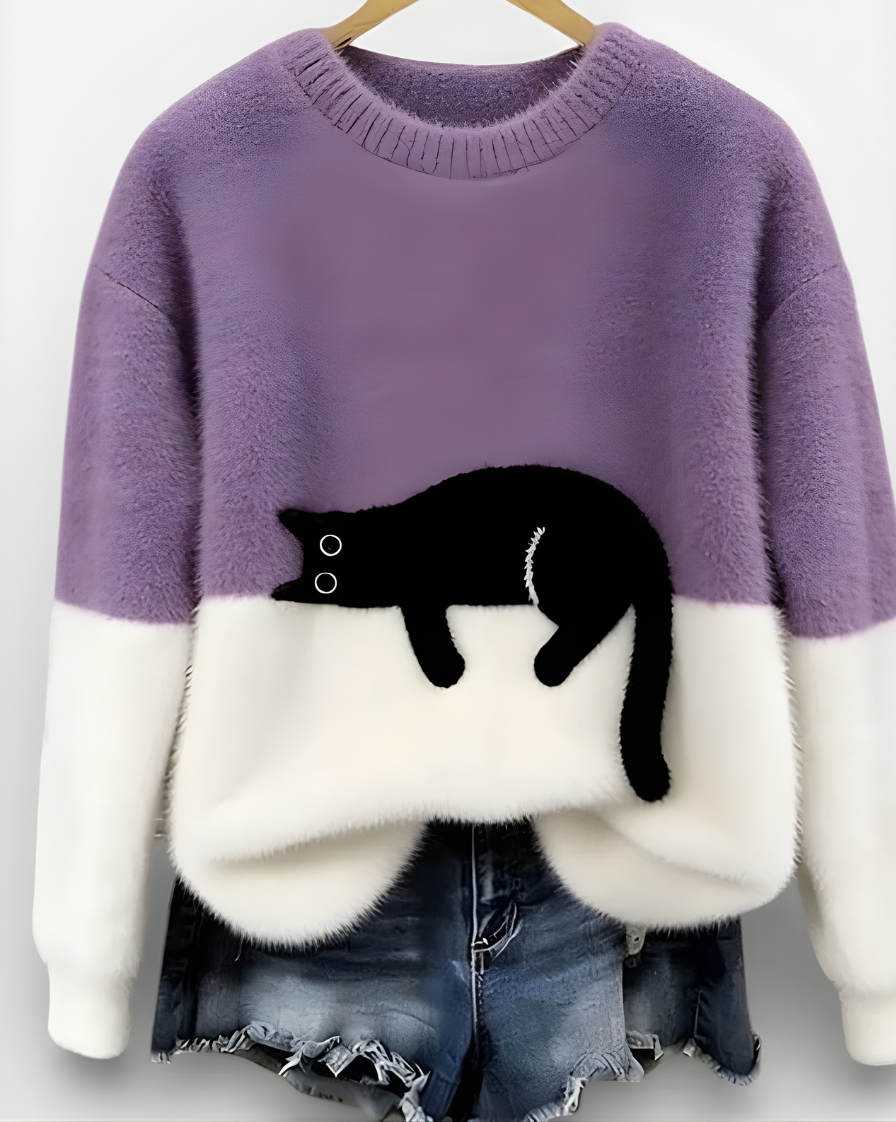 LUNA | SUÉTER CON ESTAMPADO DE GATO