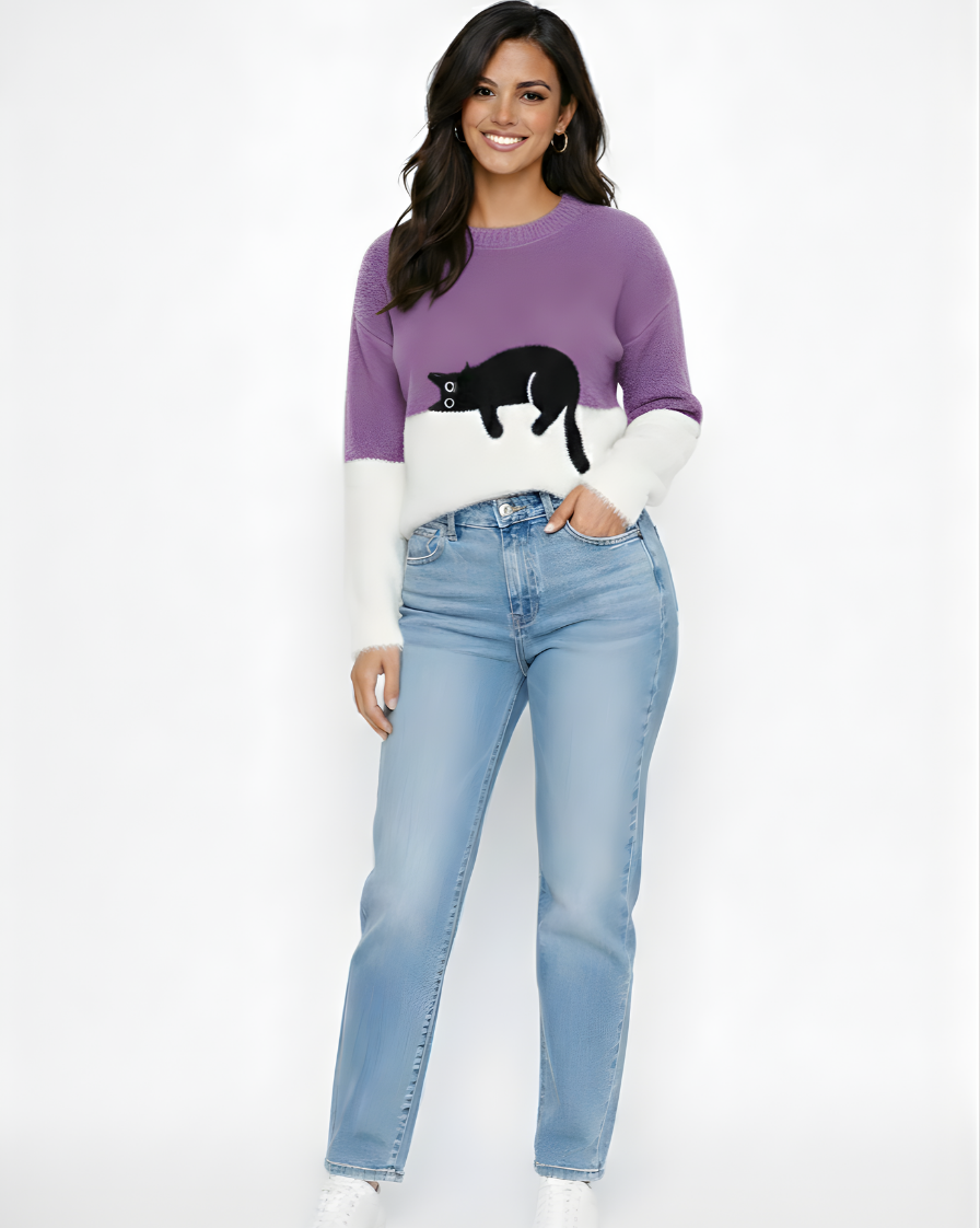 LUNA | SUÉTER CON ESTAMPADO DE GATO