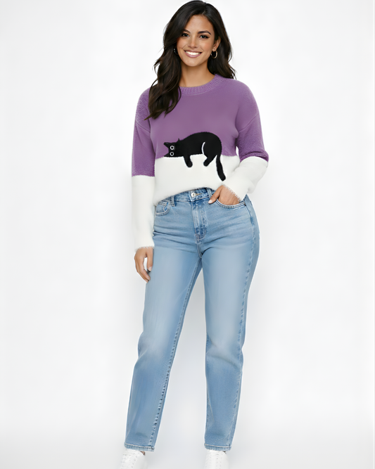 LUNA | SUÉTER CON ESTAMPADO DE GATO