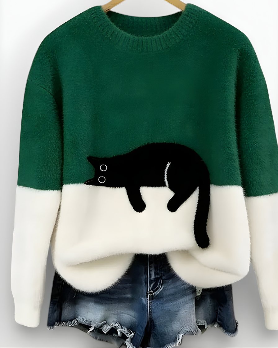 LUNA | SUÉTER CON ESTAMPADO DE GATO