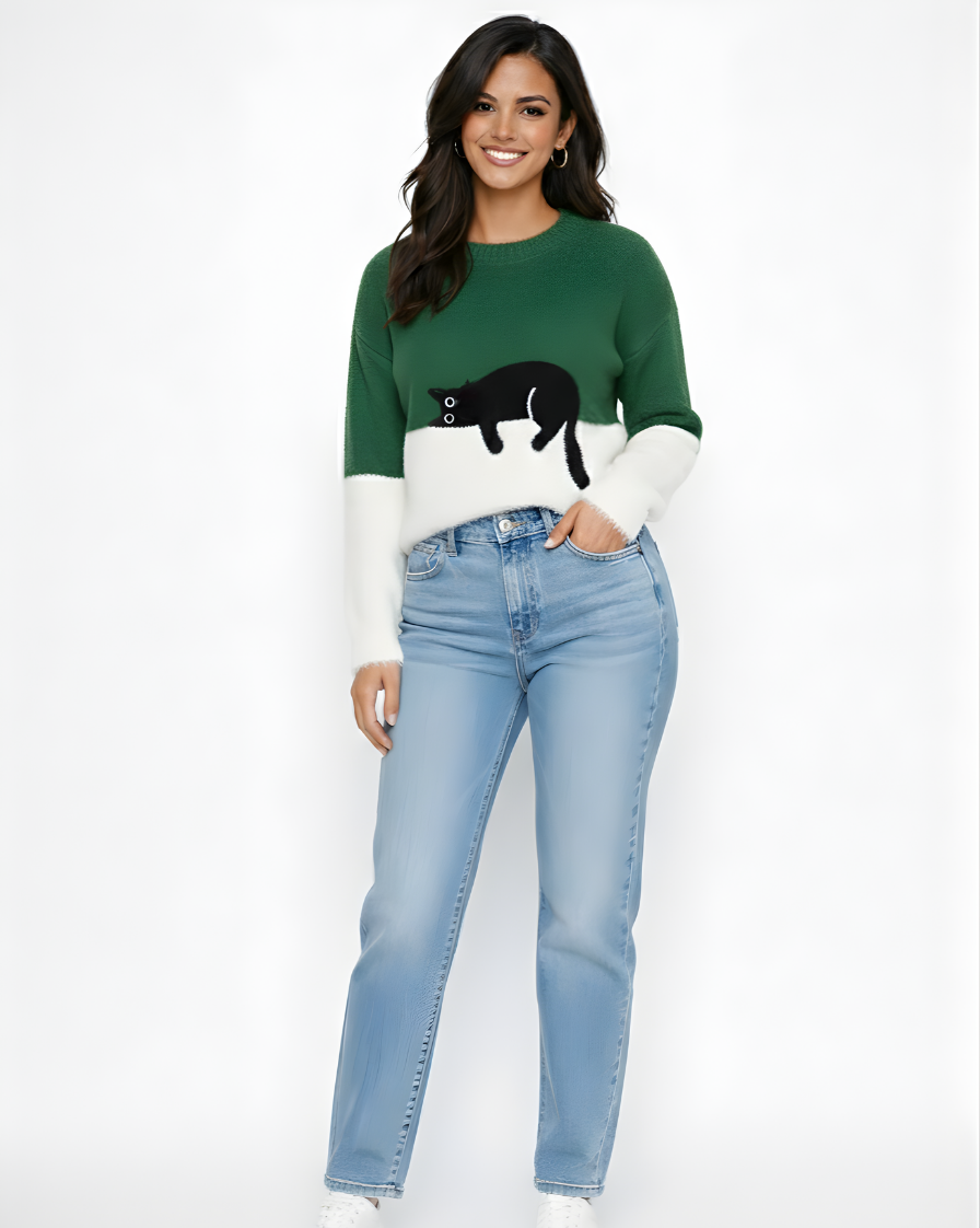 LUNA | SUÉTER CON ESTAMPADO DE GATO