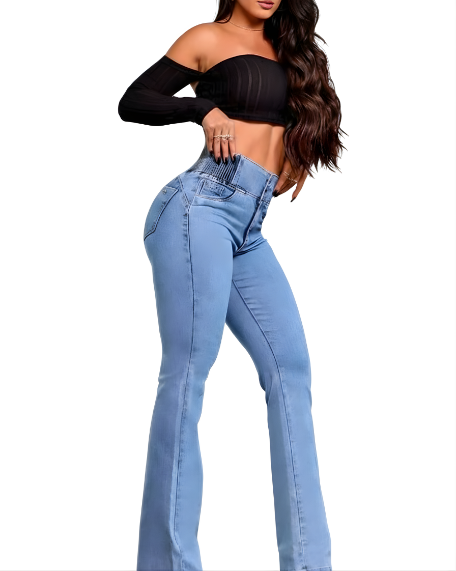 MARTA | VAQUEROS ACAMPANADOS ELÁSTICOS DE CINTURA ALTA