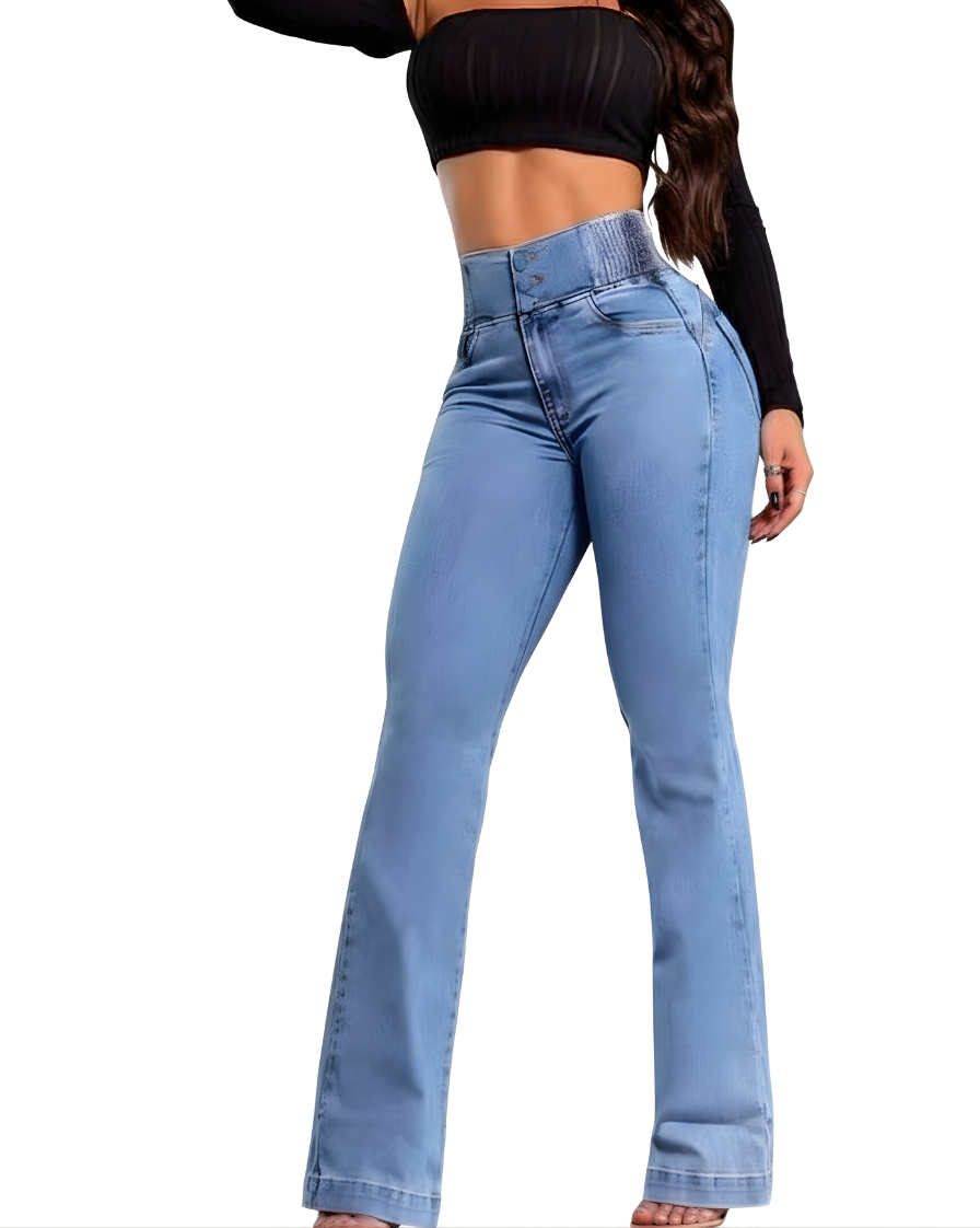 MARTA | VAQUEROS ACAMPANADOS ELÁSTICOS DE CINTURA ALTA