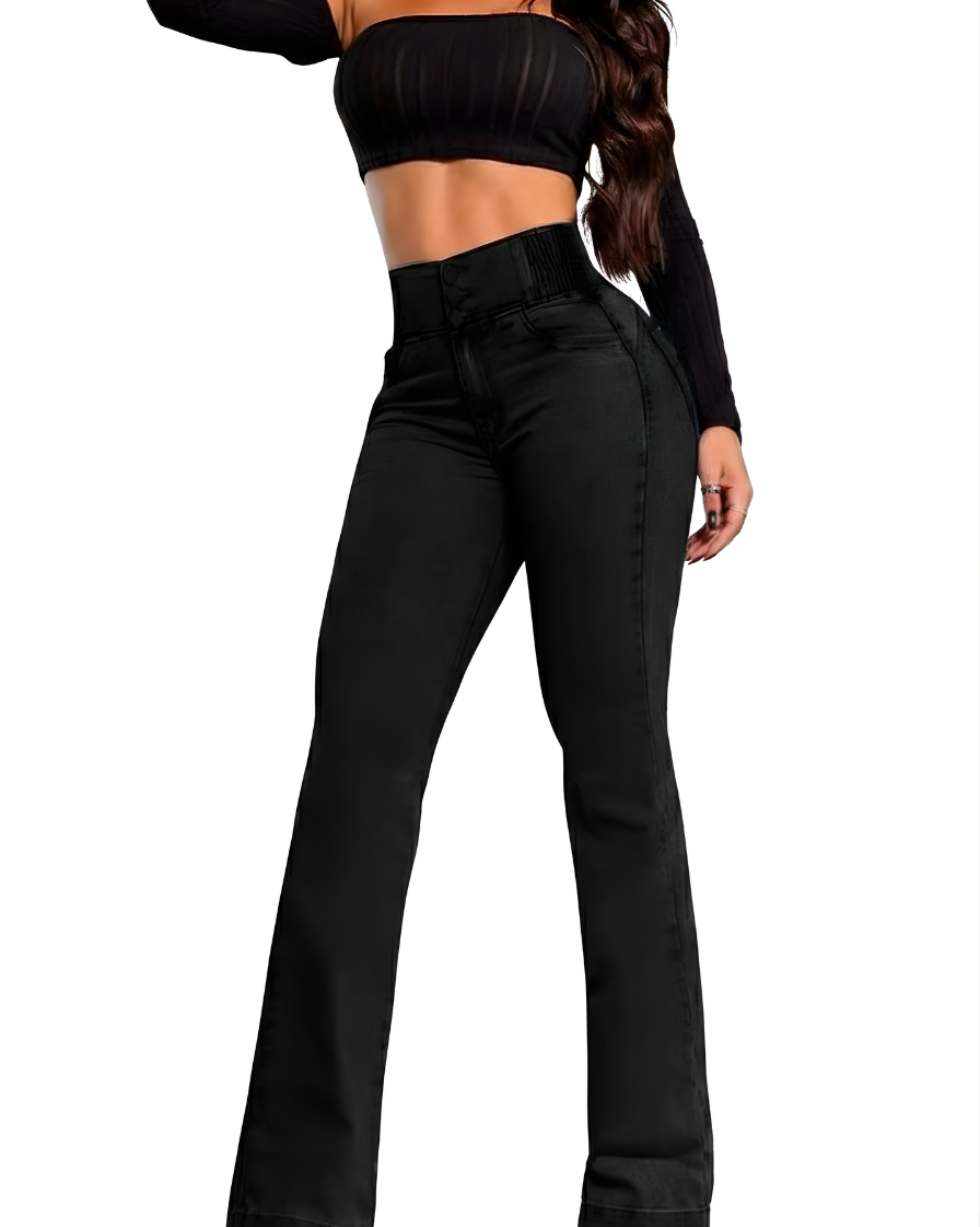 MARTA | VAQUEROS ACAMPANADOS ELÁSTICOS DE CINTURA ALTA