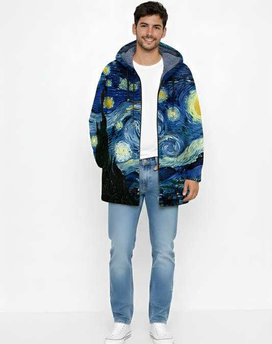 RODRIGO | CHAQUETA LUJOSA CON CAPUCHA Y CREMALLERA INSPIRADA EN EL ARTE