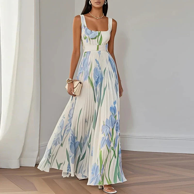 OLGA | VESTIDO LARGO FLORAL DE CORTE A CON ESTAMPADO FLORAL