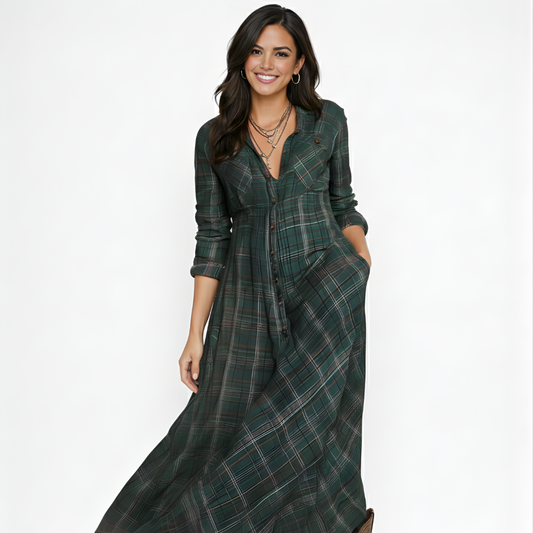 VALENTINA | VESTIDO LARGO DE CUADROS
