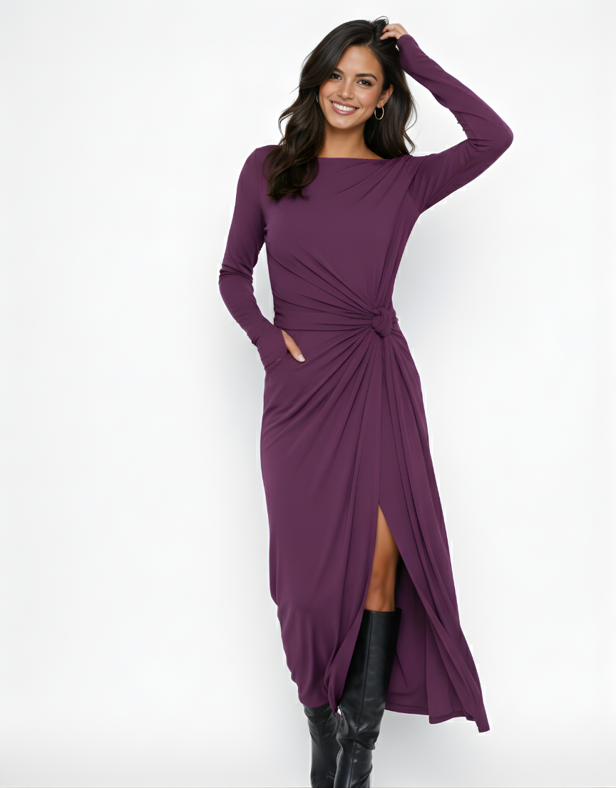 VICTORIA | VESTIDO LARGO CON NUDO LATERAL