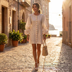 BRUNA | MINIVESTIDO CON BOTONES Y MANGAS FLORALES EXTRAVAGANTES