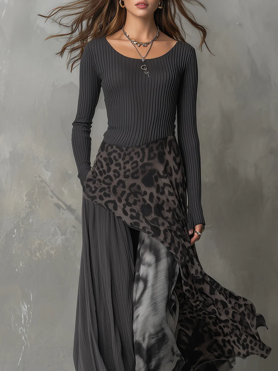 NURIA | VESTIDO LARGO CON ESTAMPADO DE LEOPARDO