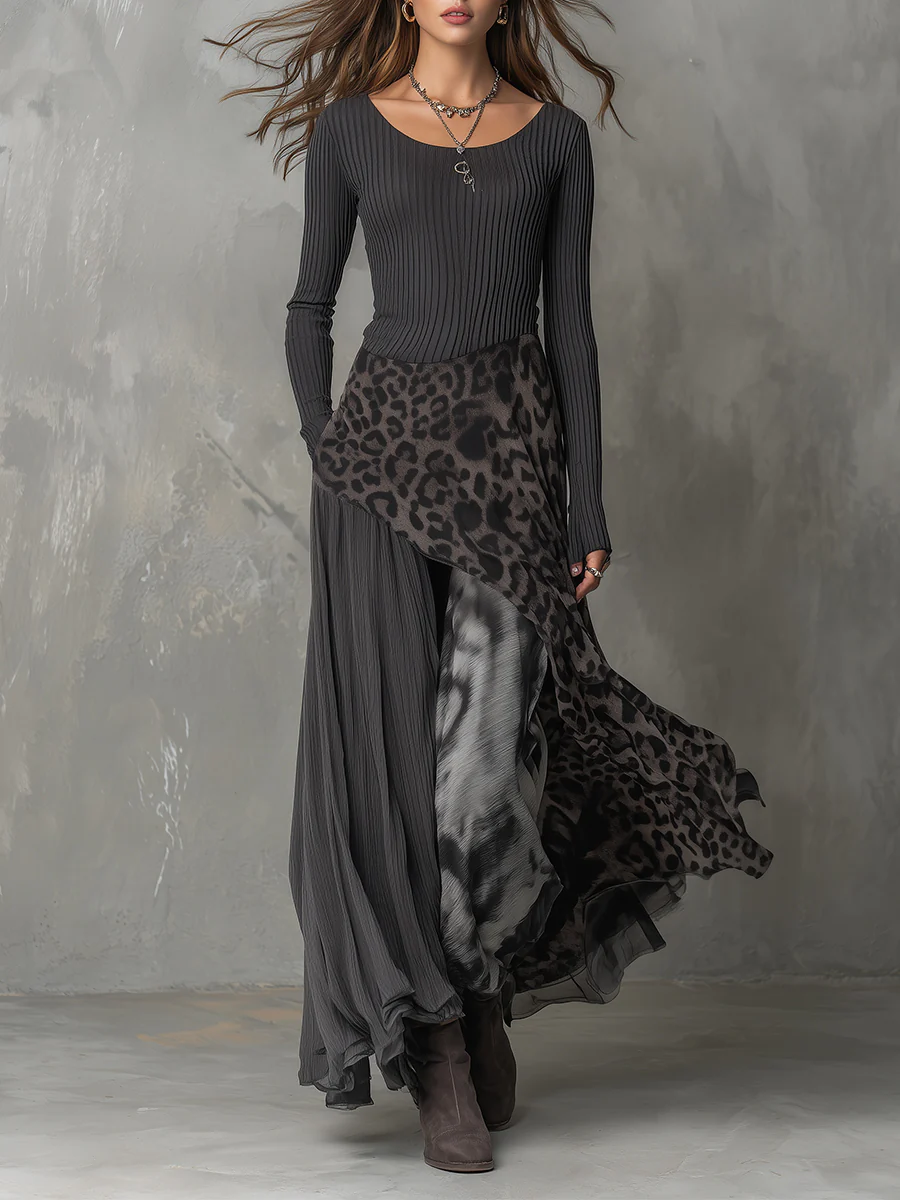 NURIA | VESTIDO LARGO CON ESTAMPADO DE LEOPARDO