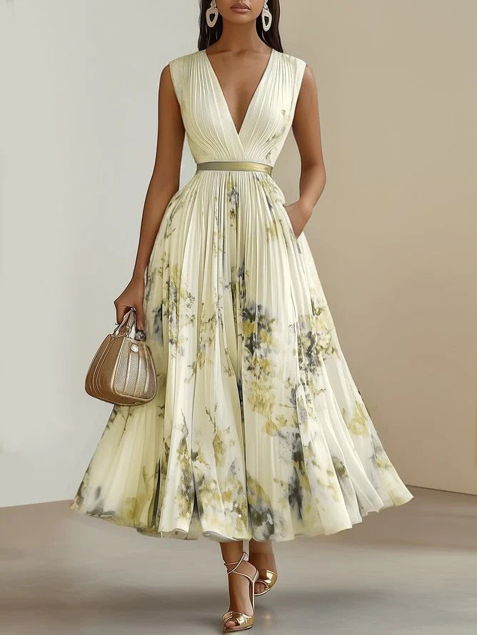 LORENA | ELEGANTE VESTIDO MIDI DE PLISADO ARTISTICO