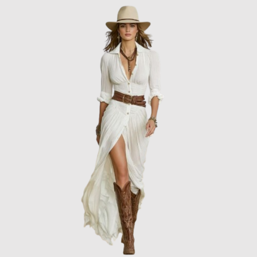 BLANCA | VESTIDO CAMISERO CON CINTURÓN