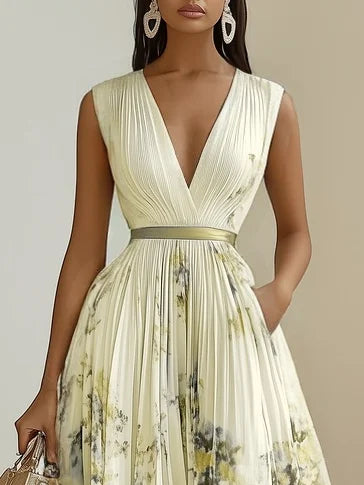 LORENA | ELEGANTE VESTIDO MIDI DE PLISADO ARTISTICO