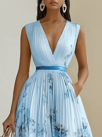LORENA | ELEGANTE VESTIDO MIDI DE PLISADO ARTISTICO