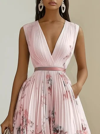 LORENA | ELEGANTE VESTIDO MIDI DE PLISADO ARTISTICO