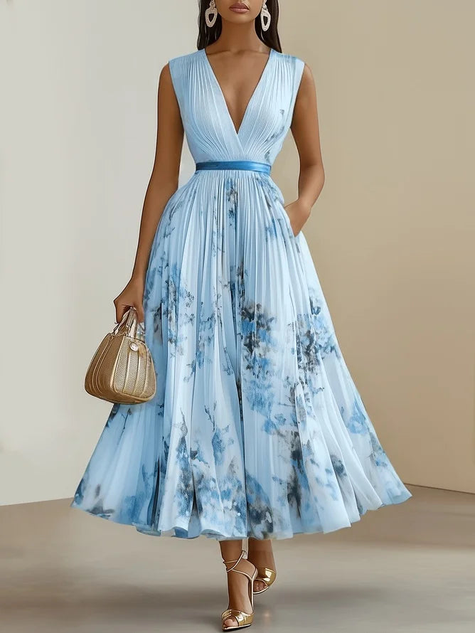 LORENA | ELEGANTE VESTIDO MIDI DE PLISADO ARTISTICO