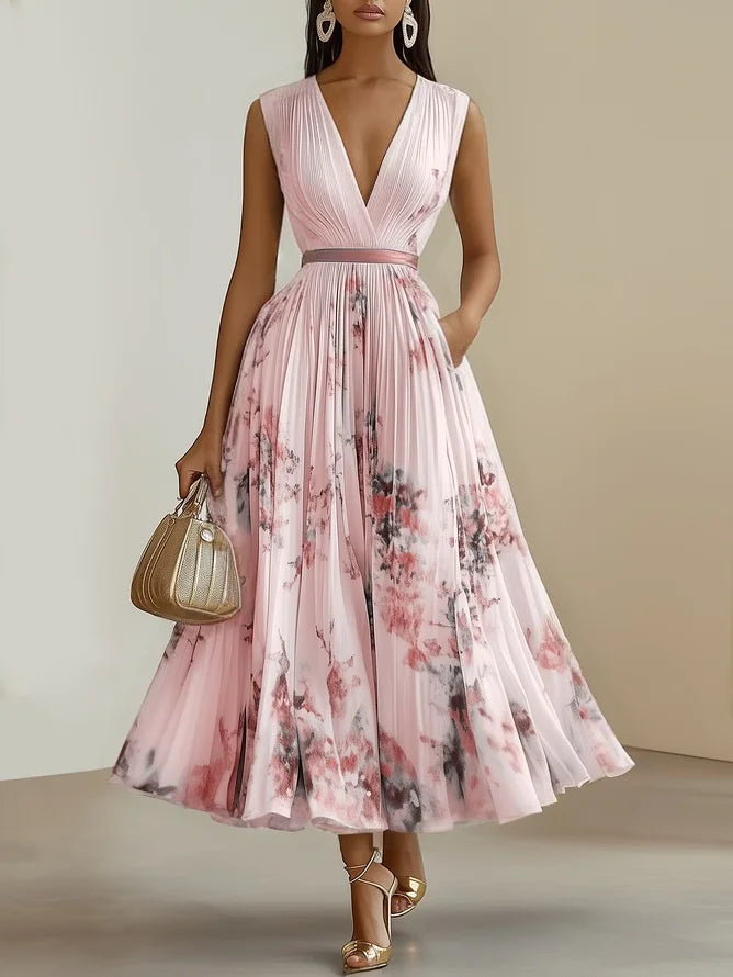 LORENA | ELEGANTE VESTIDO MIDI DE PLISADO ARTISTICO