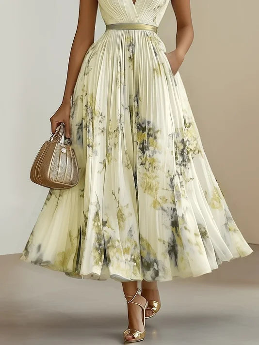 LORENA | ELEGANTE VESTIDO MIDI DE PLISADO ARTISTICO