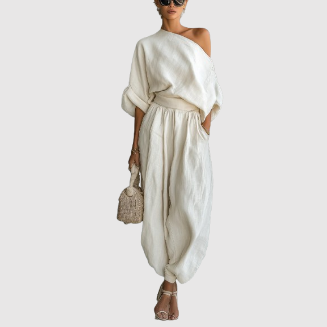 ANDREA | CONJUNTO DE DOS PIEZAS CON HOMBROS DESCUBIERTOS