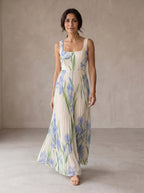 OLGA | VESTIDO LARGO FLORAL DE CORTE A CON ESTAMPADO FLORAL