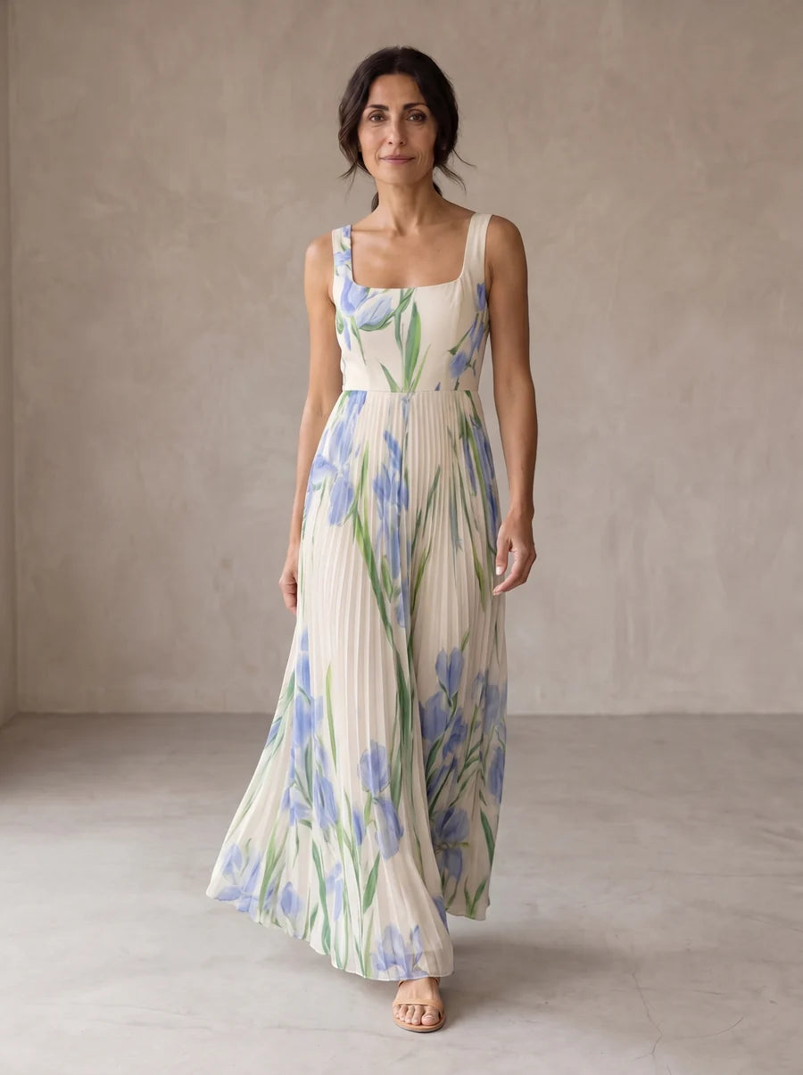 OLGA | VESTIDO LARGO FLORAL DE CORTE A CON ESTAMPADO FLORAL